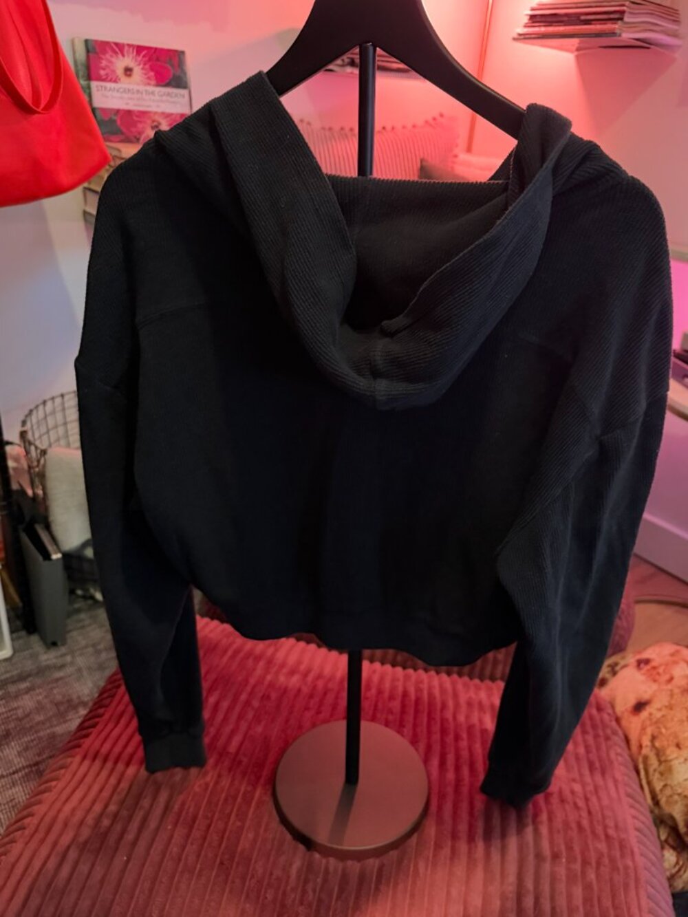 Skims Black Cropped Zip up Hoodie - Large - Picture 2 of 4